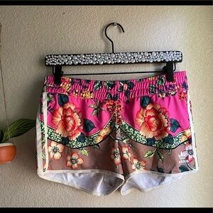 Adidas floral print track shorts small